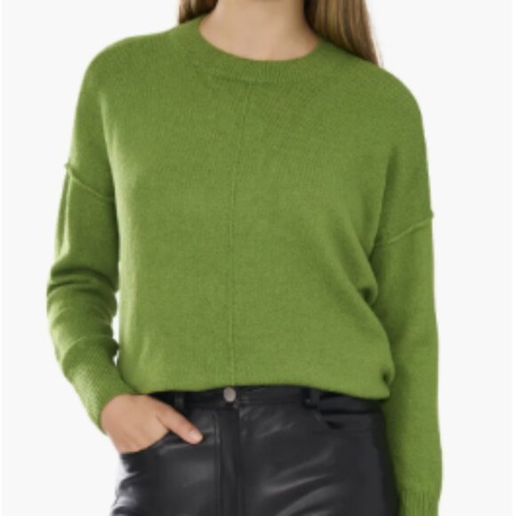 💚 Vince Camuto Green Exposed Seam Crewneck Sweater Women's Size XS - Picture 1 of 6